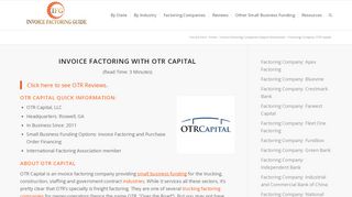 Factoring Company: OTR Capital - Invoice Factoring