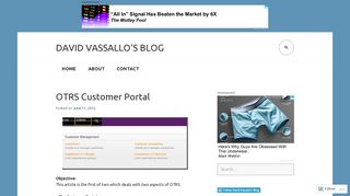 OTRS Customer Portal – David Vassallo's Blog