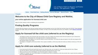 City of Ottawa Child Care Registry and Waitlist - Home Page - Child ...