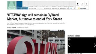 'OTTAWA' sign will remain in ByWard Market, but move to end of York ...