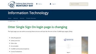 Otter Single Sign On login page is changing | Cal State Monterey Bay