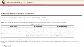 University of Oklahoma Application for Admission