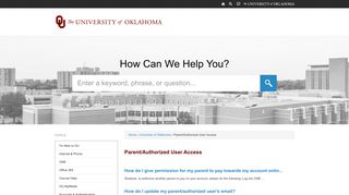 University of Oklahoma | Parent/Authorized User Access
