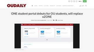 ONE student portal debuts for OU students, will replace oZONE | News ...
