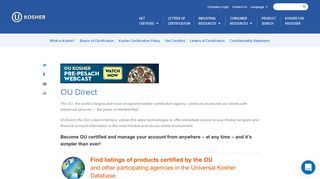 OU Direct - OU Kosher Certification