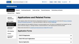 Applications and Related Forms - Admissions - Ryerson University