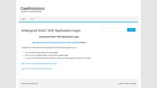Undergrad OUAC 105F Application Login - Caadmissions