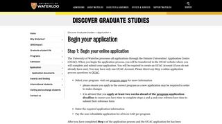 Begin your application | Discover Graduate Studies | University of ...