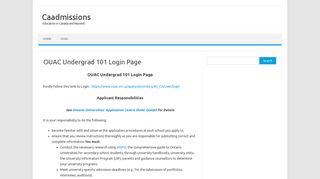 OUAC Undergrad 101 Login Page - Caadmissions