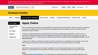 Apply Online - Graduate - Ryerson University