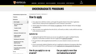 How to apply - University of Waterloo