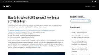 How do I create a OUINO account? How to use activation key? - Ouino ...