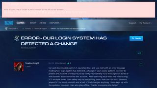 ERROR - Our login system has detected a change - StarCraft II ...