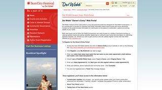 Del Webb Owners Entry Web Portal - Sun City Festival
