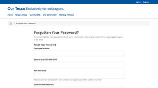 Forgotten Your Password? - Our Tesco