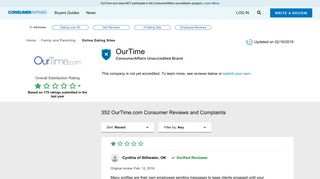 Top 345 Reviews and Complaints about OurTime.com