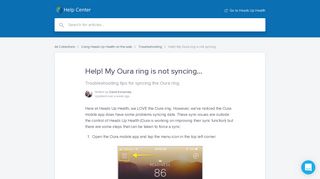 Help! My Oura ring is not syncing... | Heads Up Health Help Center