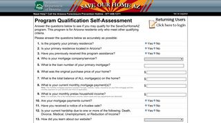 SOHAZ Self-Assessment & Application - Save Our Home AZ Program