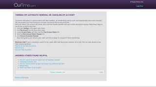 Turning off automatic renewal or canceling my account - OurTime.com ...