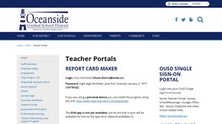Teacher Portals - Oceanside Unified School District