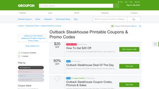 $20 off Outback Steakhouse Coupons, Promo Codes & Deals 2019 ...