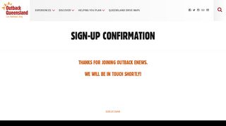 Sign-up confirmation | Outback Queensland