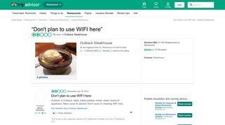 Don't plan to use WIFI here - Review of Outback Steakhouse ...