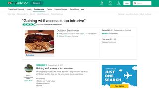 Gaining wi-fi access is too intrusive - Review of Outback Steakhouse ...