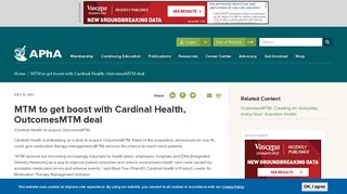 MTM to get boost with Cardinal Health, OutcomesMTM deal ...
