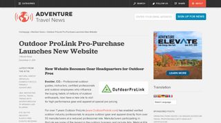 Outdoor ProLink Pro-Purchase Launches New Website | Adventure ...