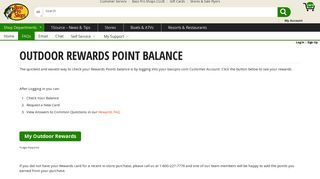 Outdoor Rewards Point Balance | Bass Pro Shops