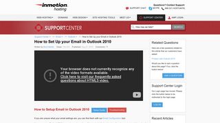 How to Set Up your Email in Outlook 2010 | InMotion Hosting