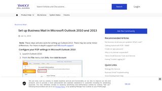 Set up Business Mail in Microsoft Outlook 2010 and 2013