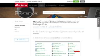 Manually configure Outlook 2010 for email hosted on Exchange 2010