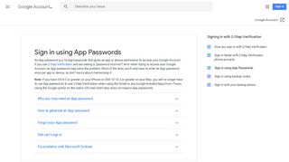 Sign in using App Passwords - Google Account Help - Google Support