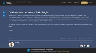 Outlook Web Access - Auto Login - Experts Exchange