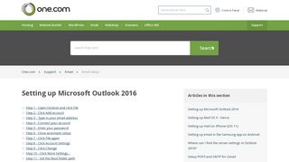 Setting up Microsoft Outlook 2016 – Support | One.com