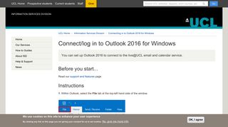 Connect/log in to Outlook 2016 for Windows | Information Services - UCL