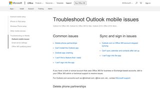Troubleshoot Outlook mobile issues - Office Support - Office 365