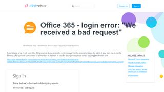 Office 365 - login error: 