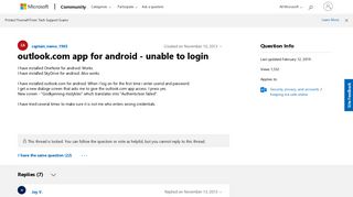 outlook.com app for android - unable to login - Microsoft Community