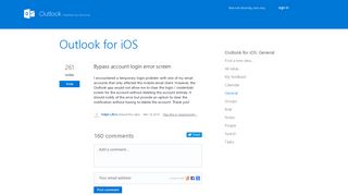 Bypass account login error screen – Got an idea? - Outlook UserVoice
