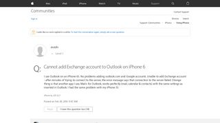 Cannot add Exchange account to Outlook on… - Apple Community