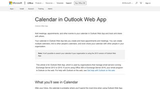 Calendar in Outlook Web App - Outlook - Office Support - Office 365