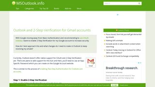 Outlook and 2-Step Verification for Gmail accounts - MSOutlook.info