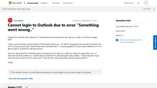 Cannot login to Outlook due to error 