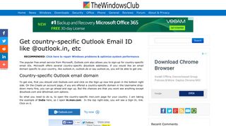 Get country-specific Outlook Email ID like @outlook.in, etc