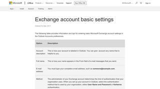 Exchange account basic settings - Outlook for Mac - Office Support
