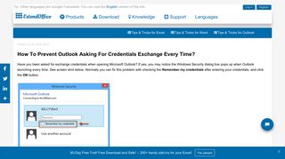 How to prevent Outlook asking for credentials exchange every time?