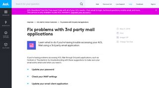 Fix problems with 3rd party mail applications - AOL Help
